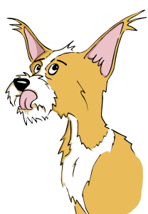 Illustration of dog licking their lips.