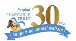 Petplan Charitable Trust logo that says '30 years supporting animal welfare.'